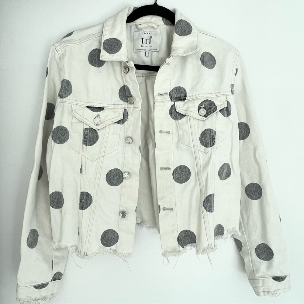 💡ZARA💡POLKA DOT WHITE JEAN JACKET